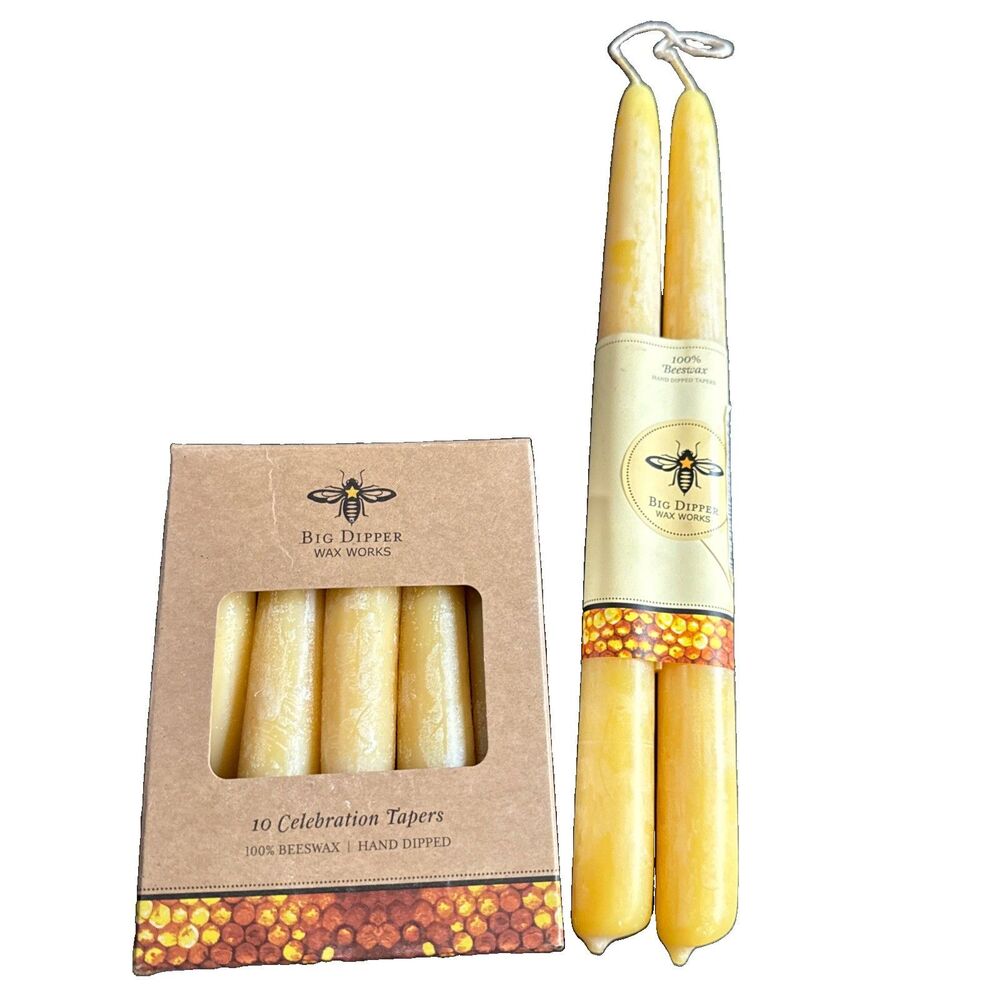 Big Dipper Wax Works 100% Beeswax Candles Handmade 10 5” Celebration, 12” Tapers